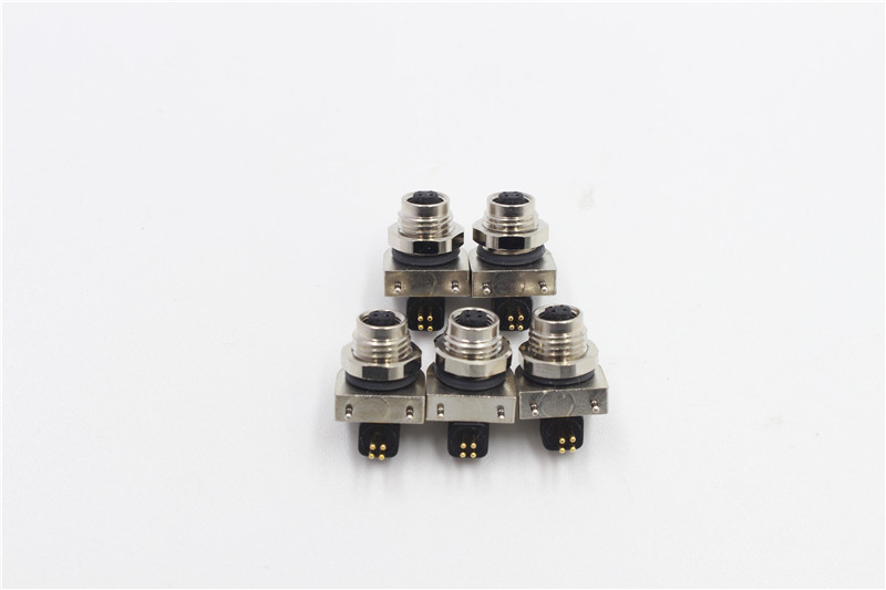 M5 female 4pin connector 90 degree DIP connector waterproof IP67