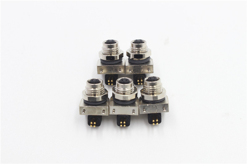 M5 female 4pin connector 90 degree DIP connector waterproof IP67