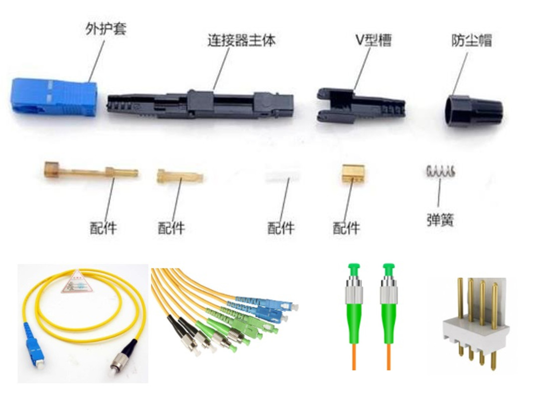 Fiber optic connector mixed coaxial signal FC connector